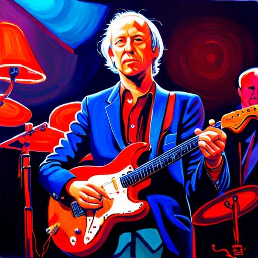 Hyperdetailed Acrylic Portrait of Mark Knopfler
