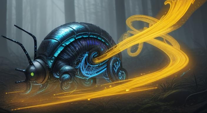 Biomechanical Snail in Dark Surrealist Style