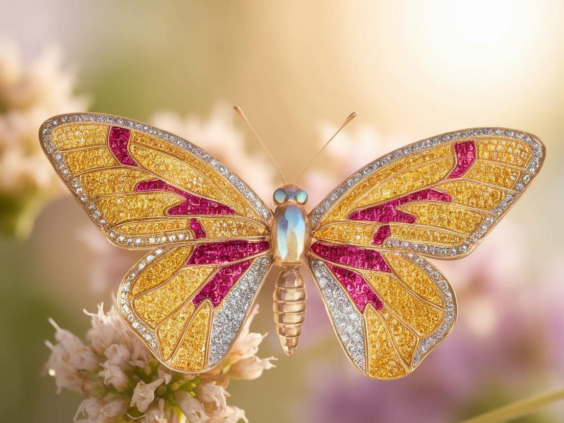 Glamorous Jewel-Encrusted Butterfly in Vibrant Hues