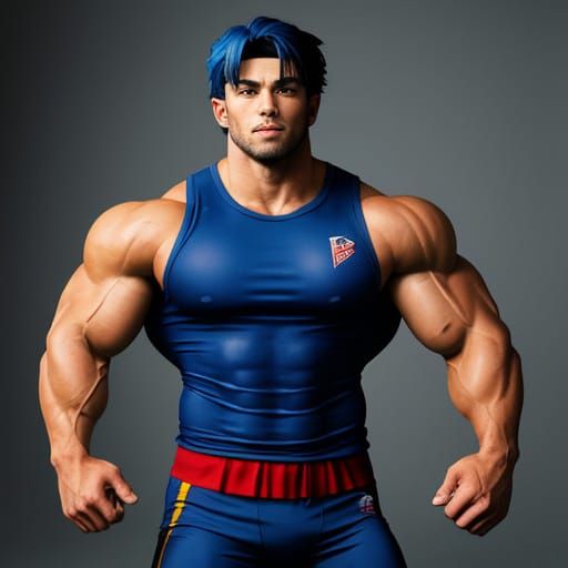 Muscular Ash Ketchum in Tight Football Gear