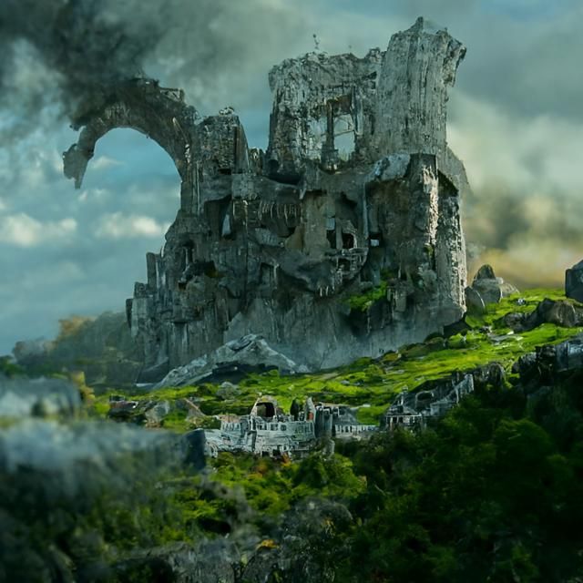 Ruined Castle on a Hill: Fantasy Landscape