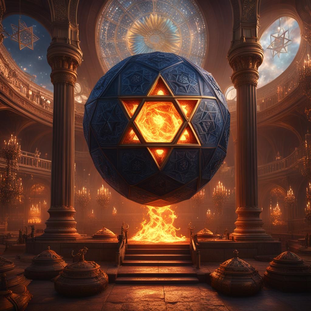 Fiery Star of David: Detailed Fantasy Concept Art