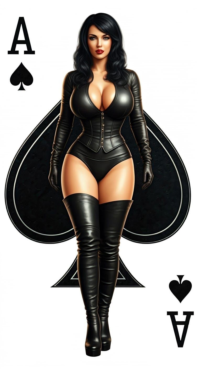 Ace of Spades Card with Pinup Girl: Hyperrealistic Art