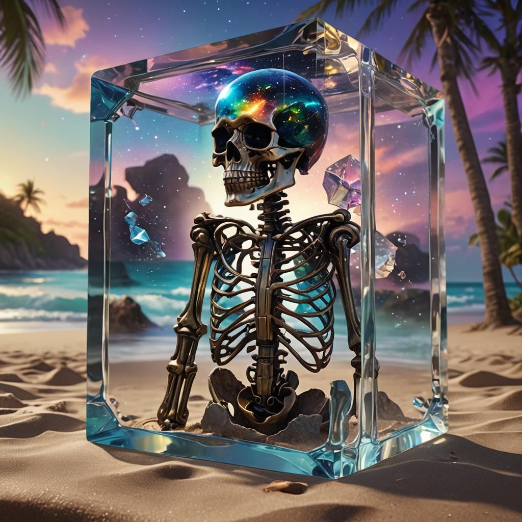 Galaxy in Glass Cube Ready to be Unlocked