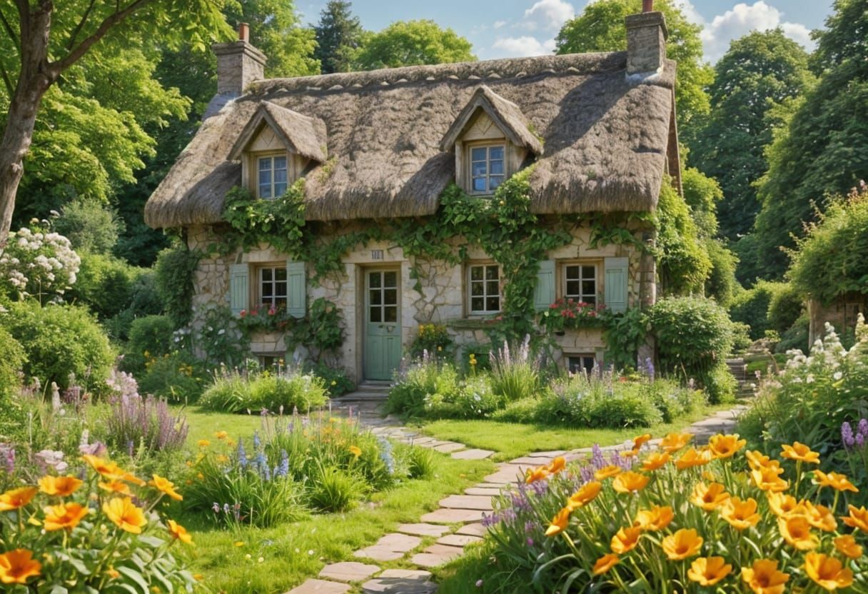 Idyllic Rustic Country House in Painterly Style