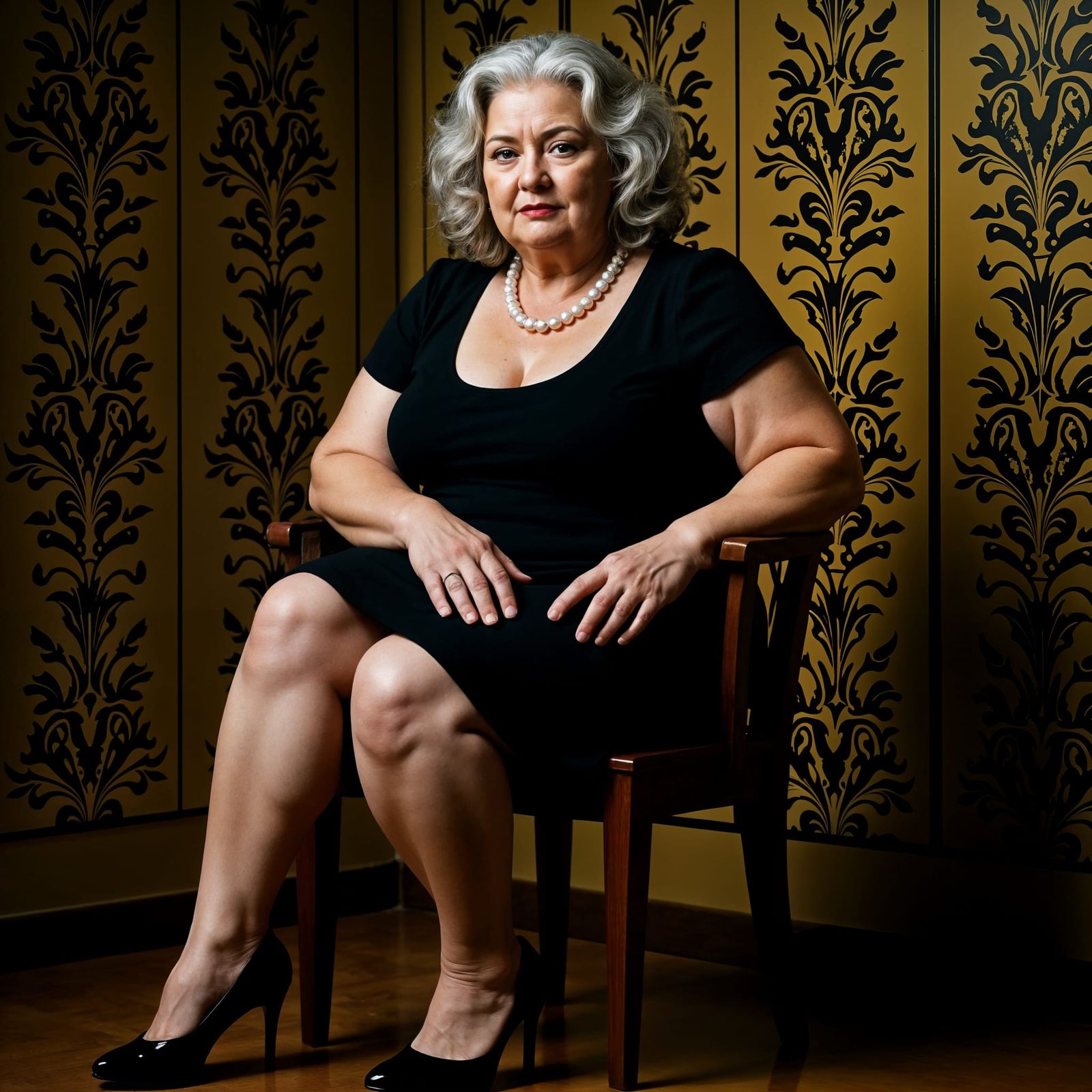 Detailed Portrait of Middle-Aged Woman in Hyperrealistic Sty...