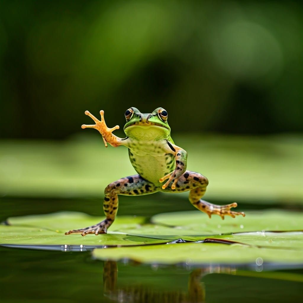 Frog on Lilypad Hopscotch: Professional Photography