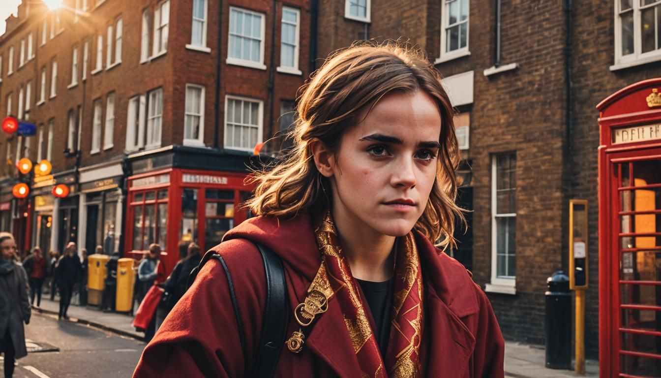 Emma Watson Rapping in London Street: Stylized Portrait