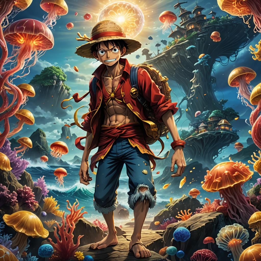 Luffy in Mystical Ocean: Manga-Inspired Concept Art