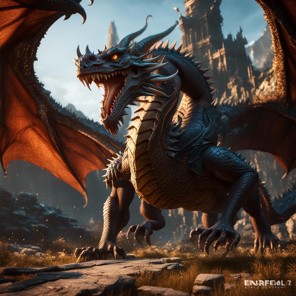 Epic Dragon in 3D Game Cinematic Style