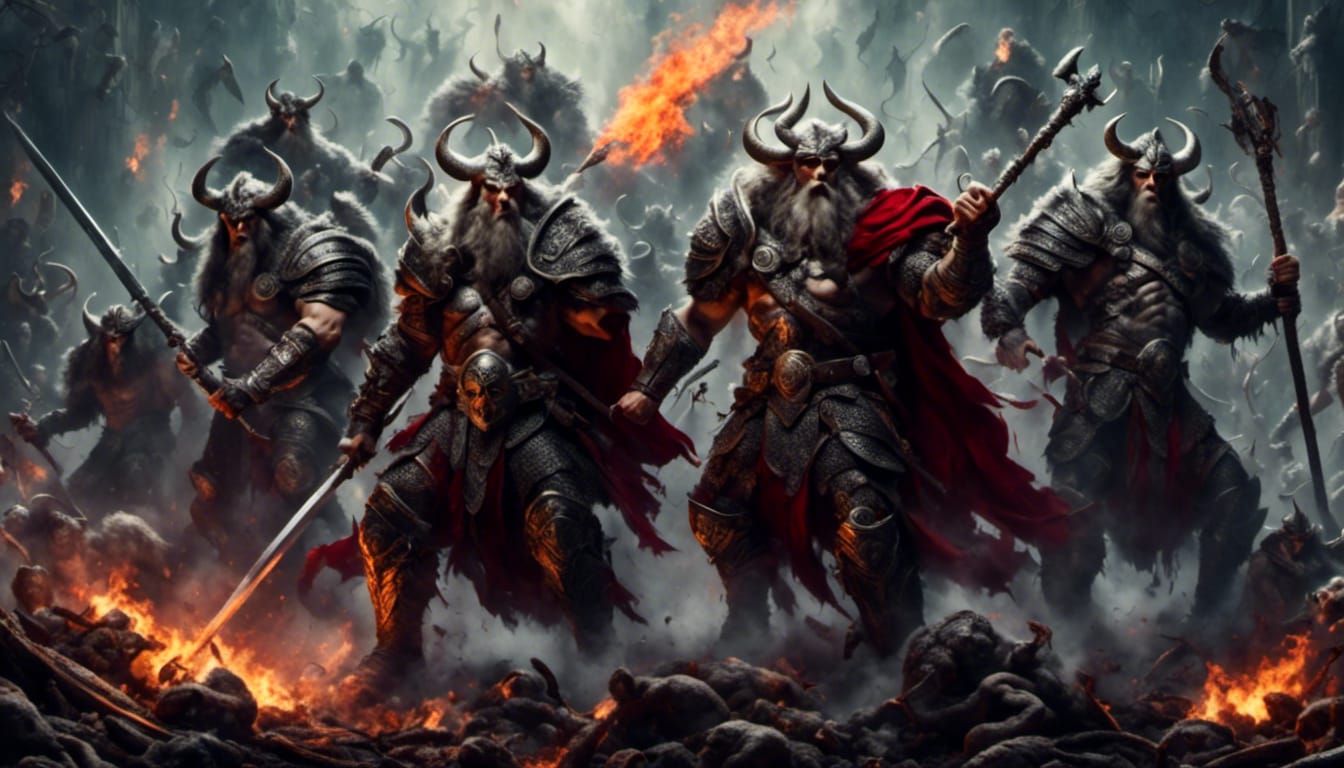 Barbarian Warriors in Dark Fantasy Style