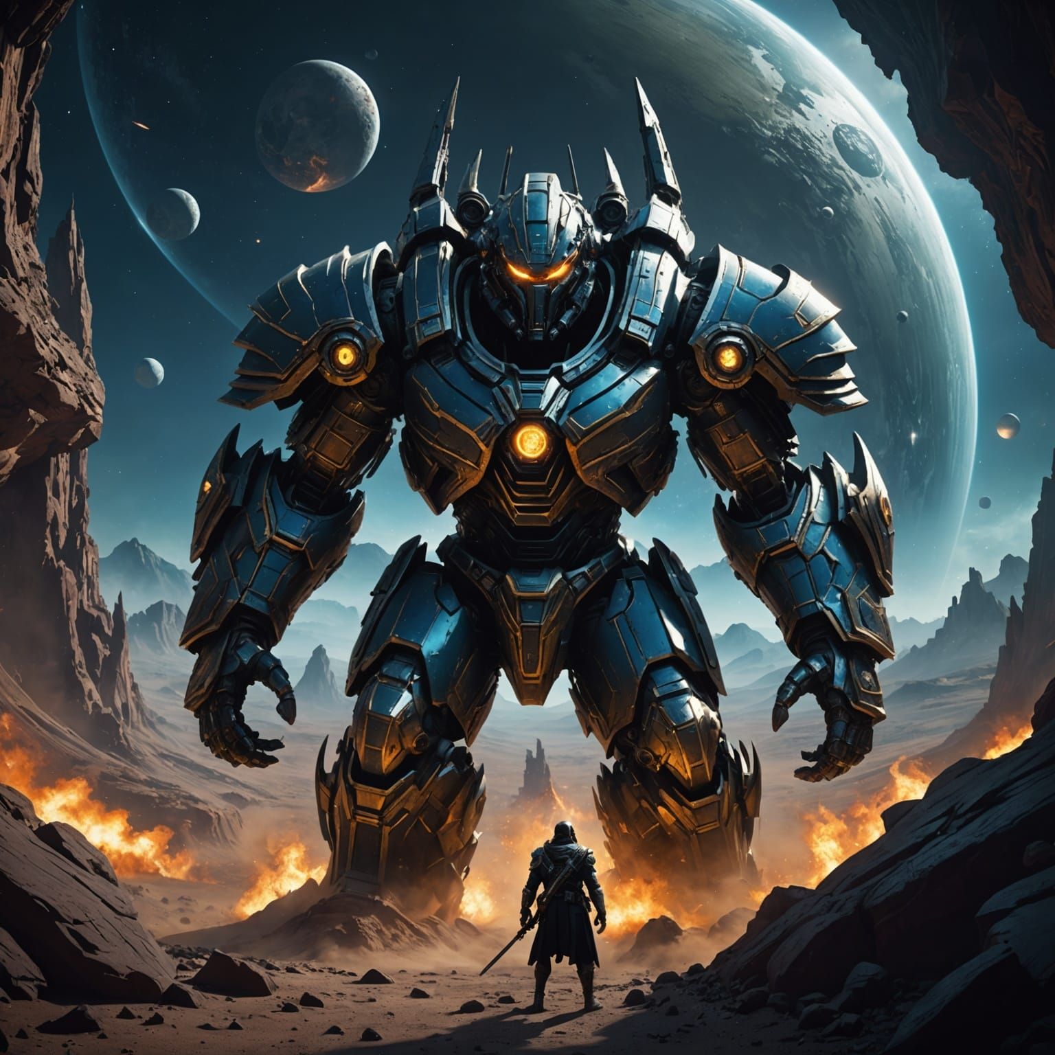 Jabuti Warrior in Space: Detailed Matte Painting