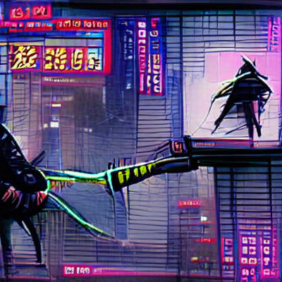 Cyberpunk Ninja in Neon Cityscape