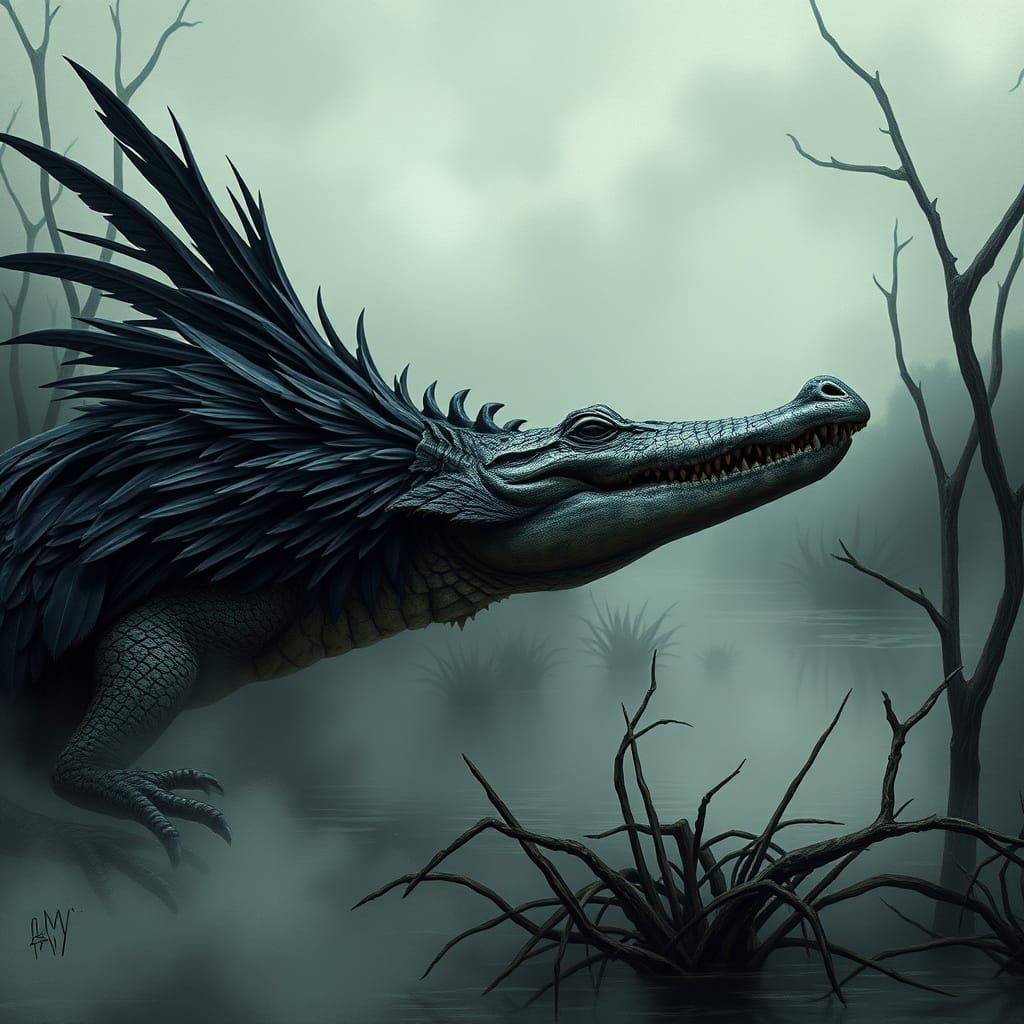 Crocodile Crow Hybrid in Biomechanical Style