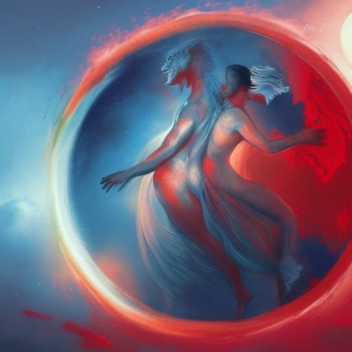Yin Yang Lovers Under Yellow Moon, Dark Fantasy