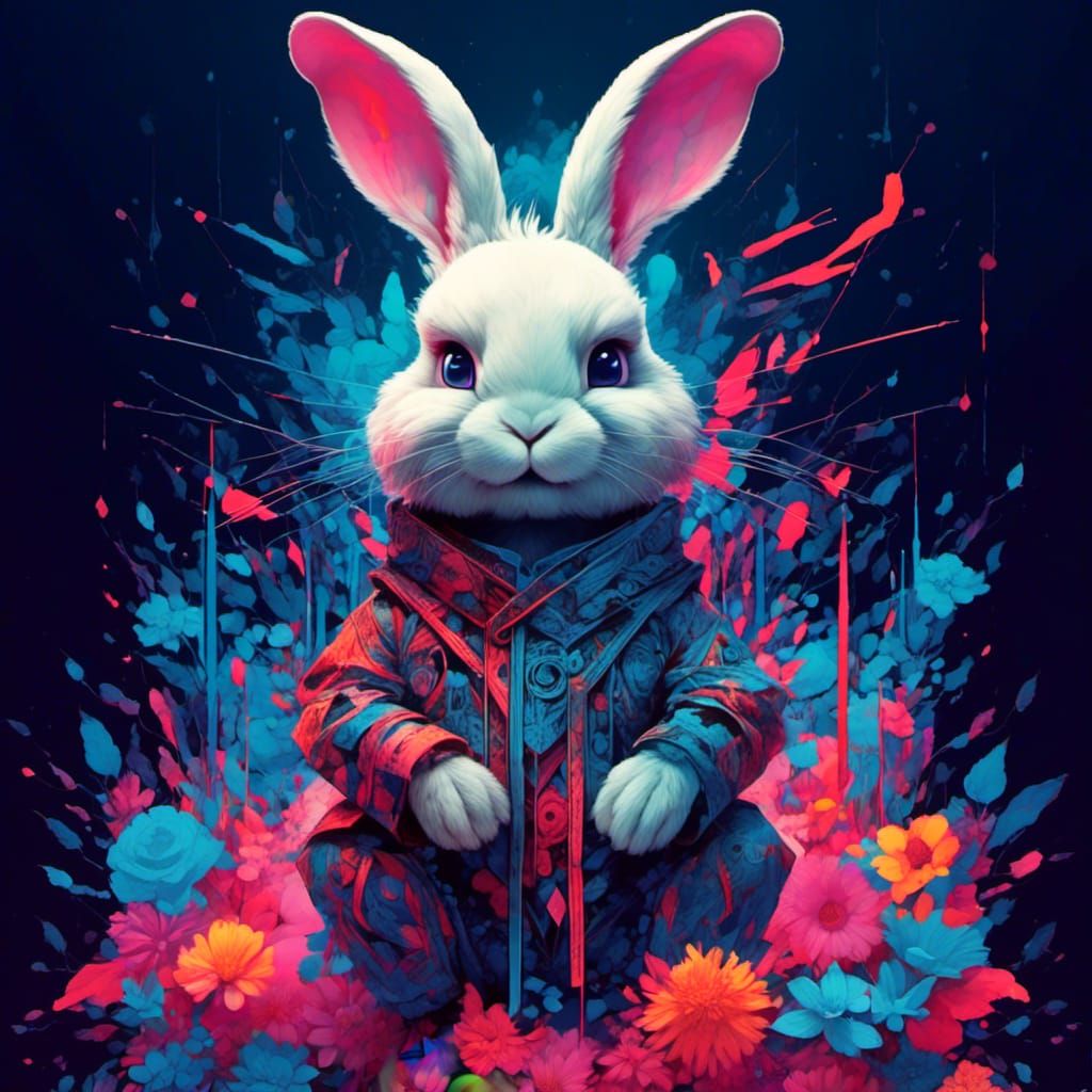 Cute Rabbit in Visionary Digital Art Style