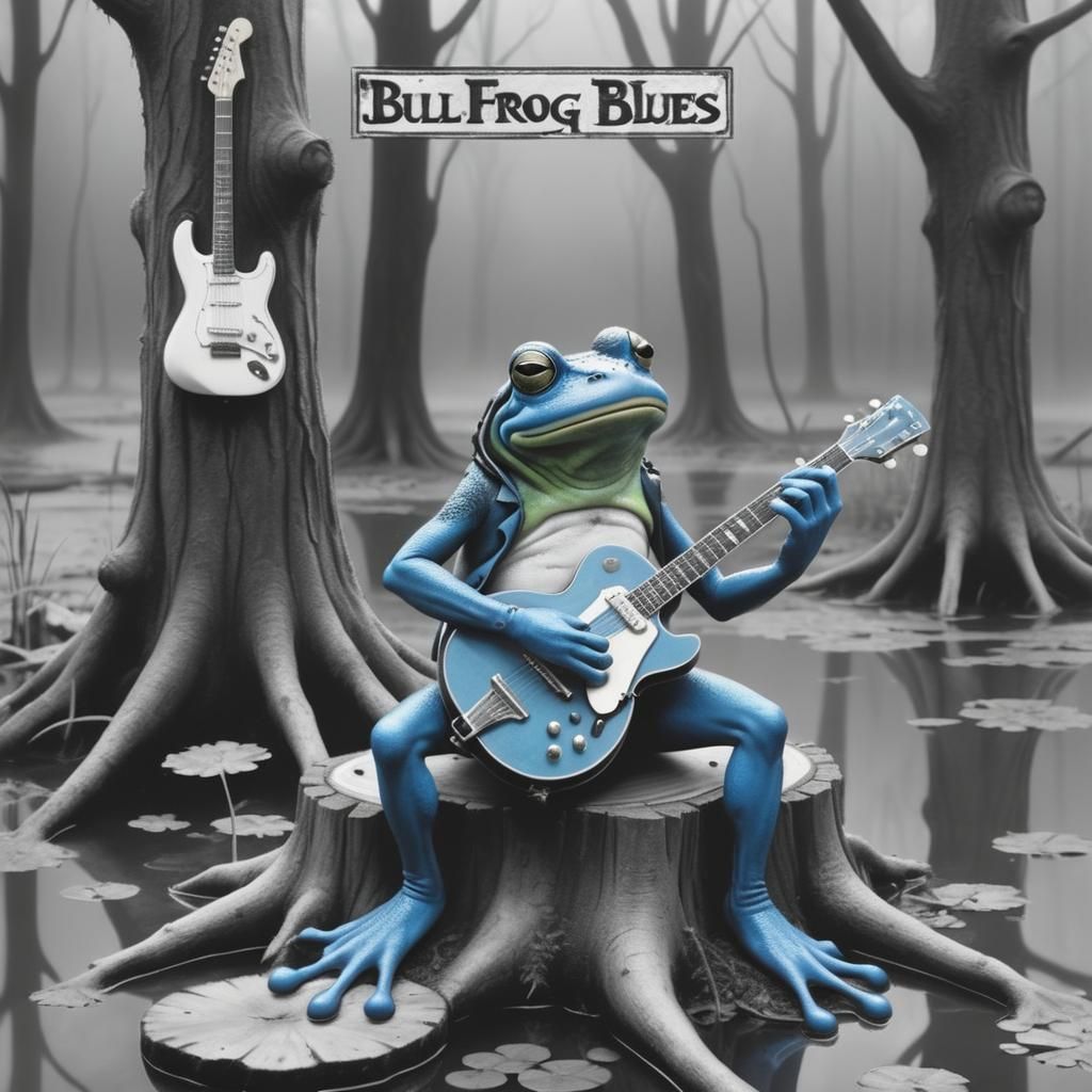 Anthropomorphic Bullfrog Plays the Blues: Album Cover Art