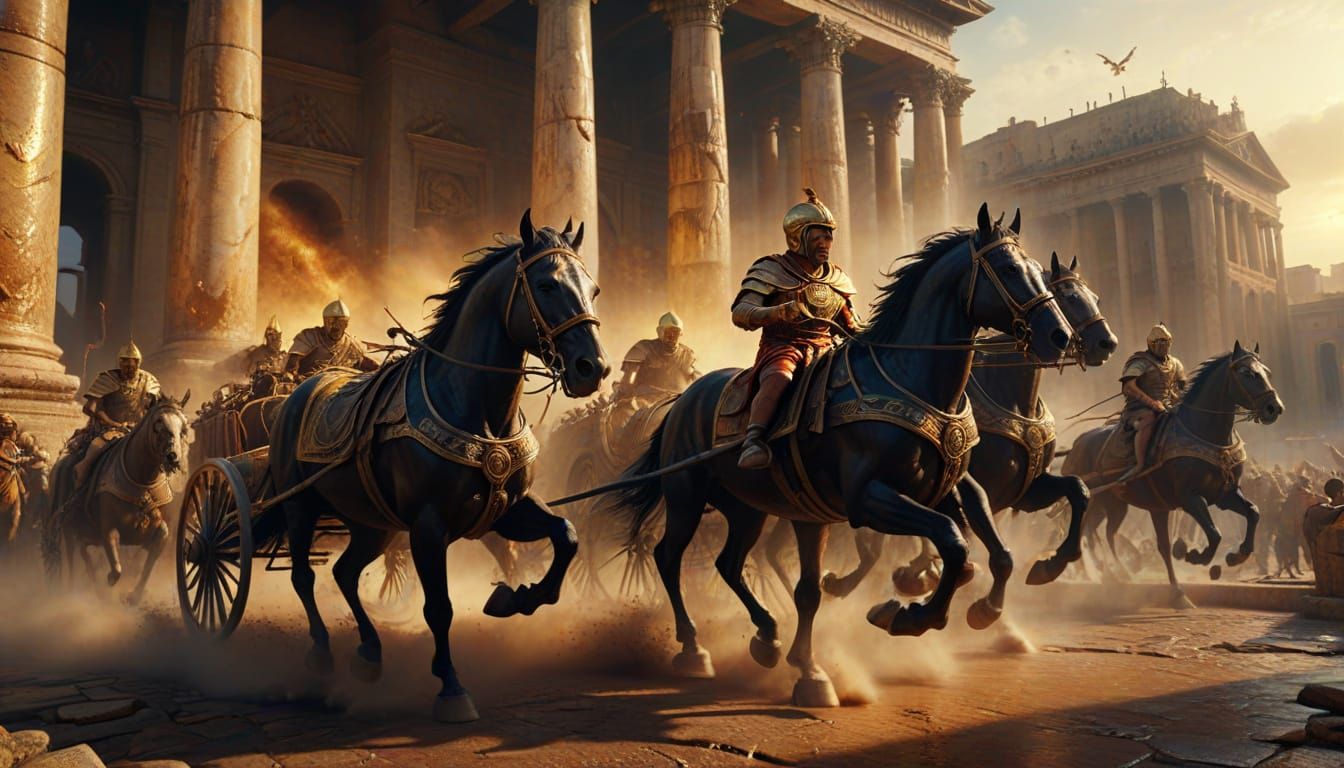 Chariot Race in Ancient Rome: Epic Digital Painting