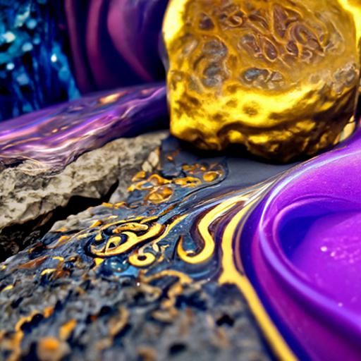 Gold and Purple Swirls on Smooth Stone