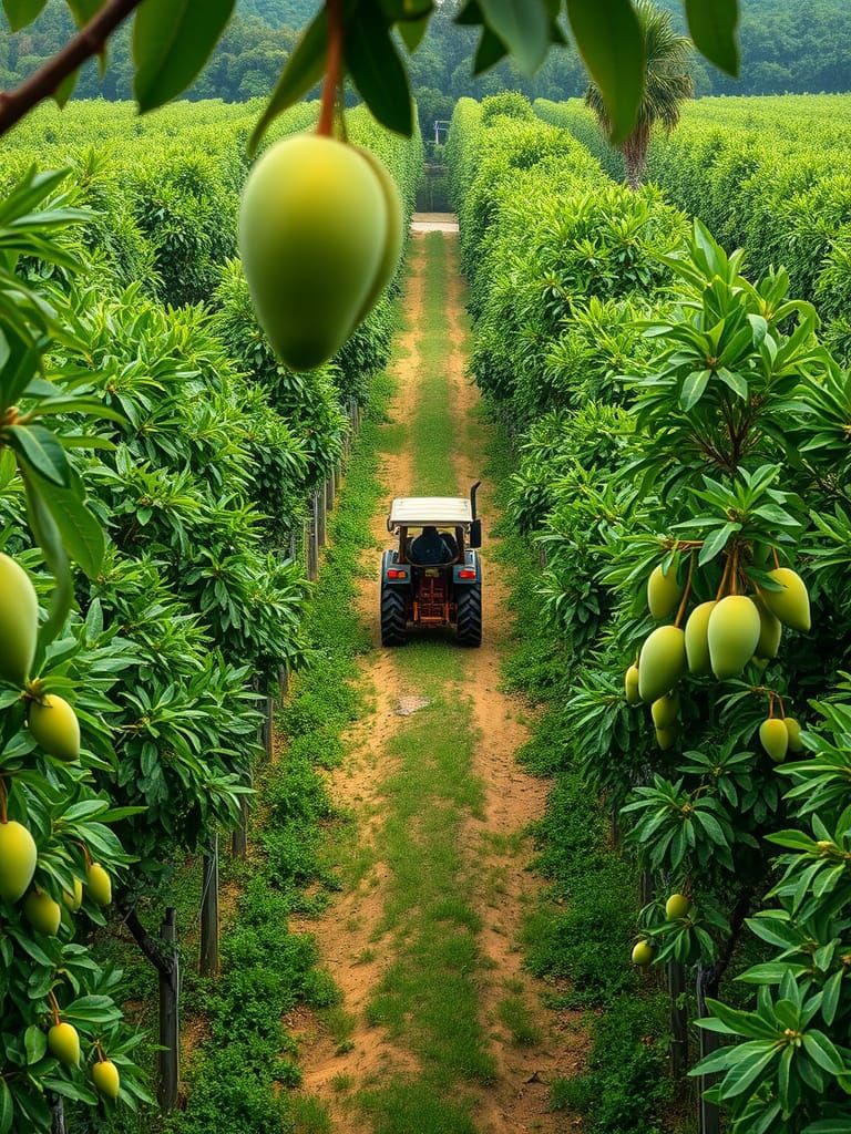 Aerial View of a Lush Green Mango Orchard