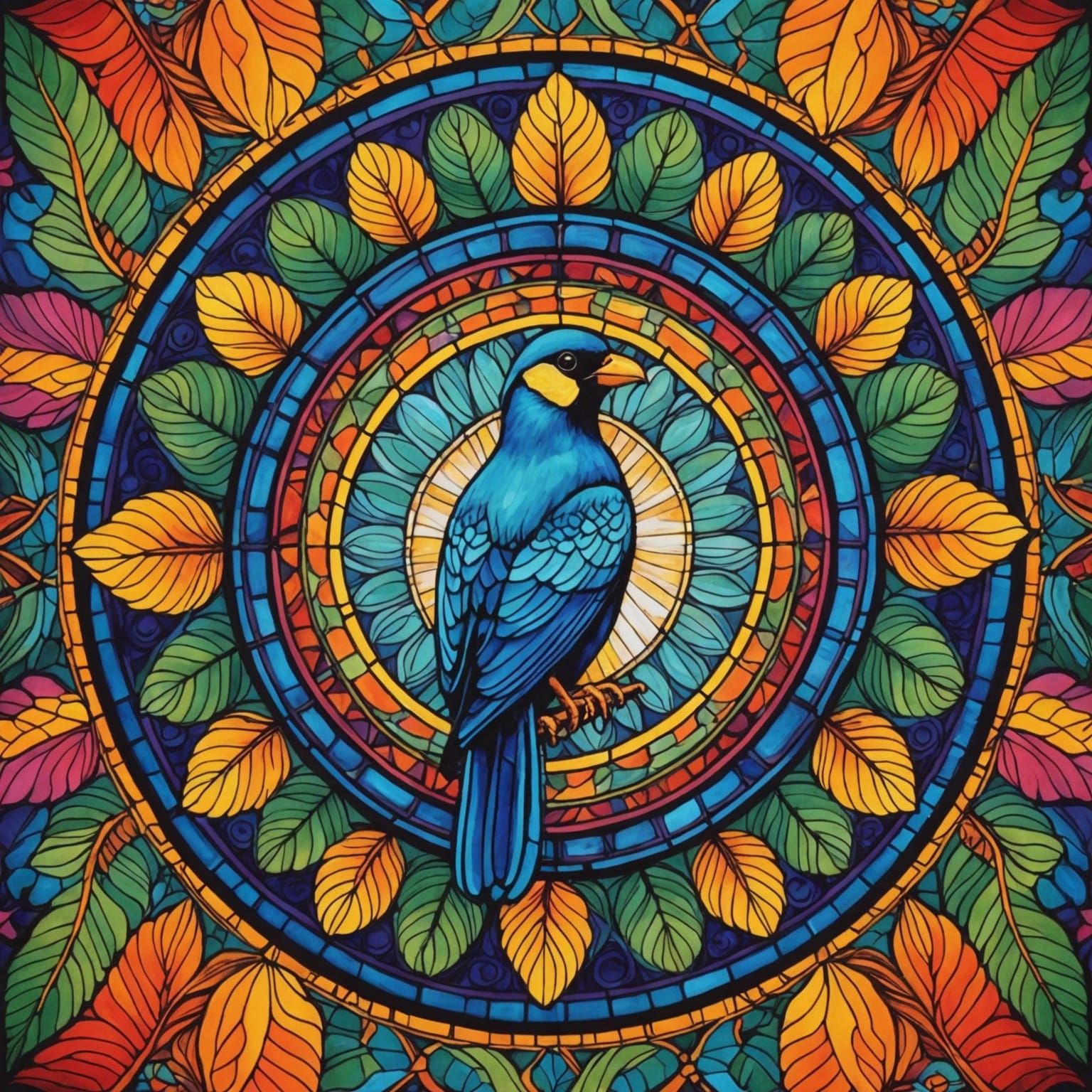 Colorful Symmetrical Bird Perched in the Soul