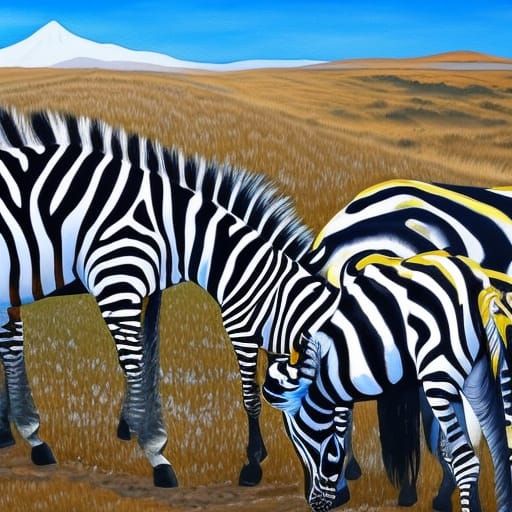 Giant Zebra Swallowing Earth: Gouache-Style Masterpiece