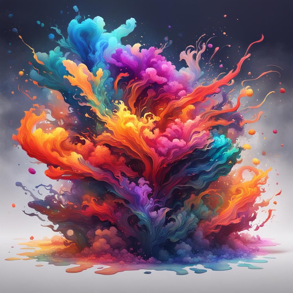 Energetic Script Blends with Watercolor Splashes