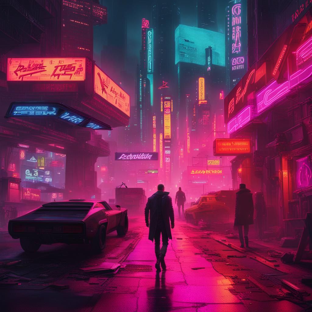 Cyberpunk Neon Cityscape in 2099 Style