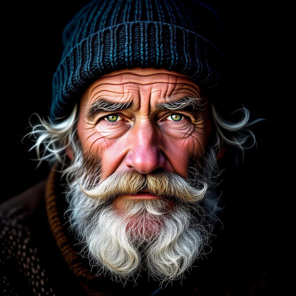 Intense Elderly Man Portrait in Rembrandt Style