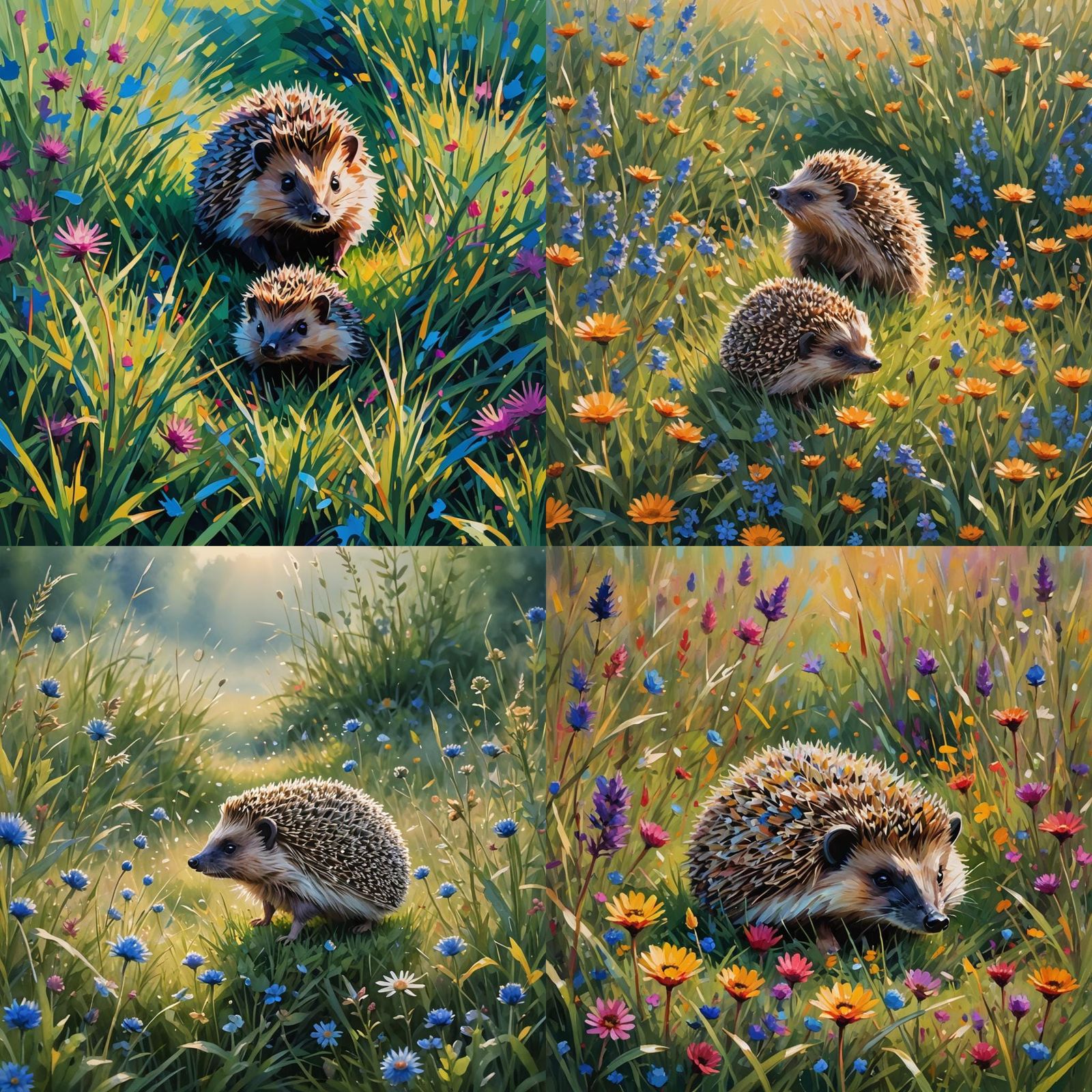 Hedgehog in English Meadow: Abstract Art