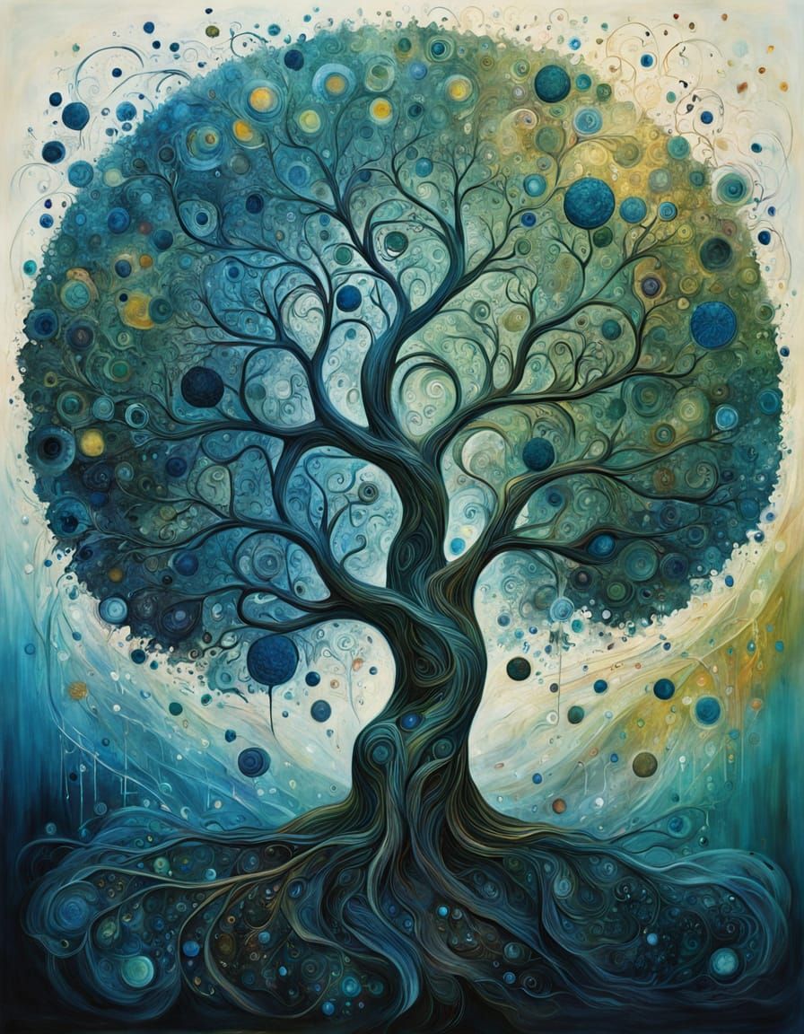 Kabbalah Tree of Life in Oil and Graphite