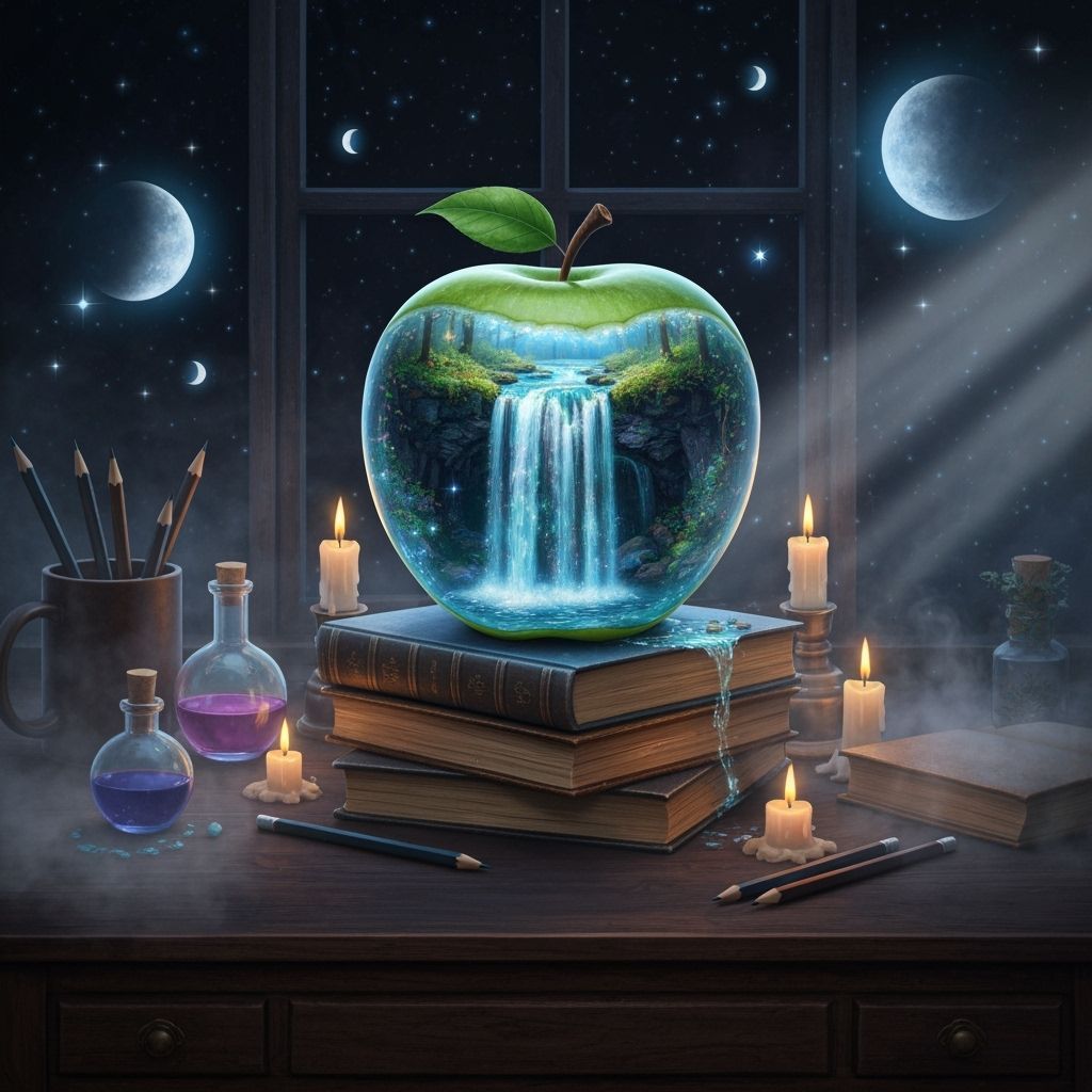 Iridescent Waterfall Fairy Forest in Glass Apple