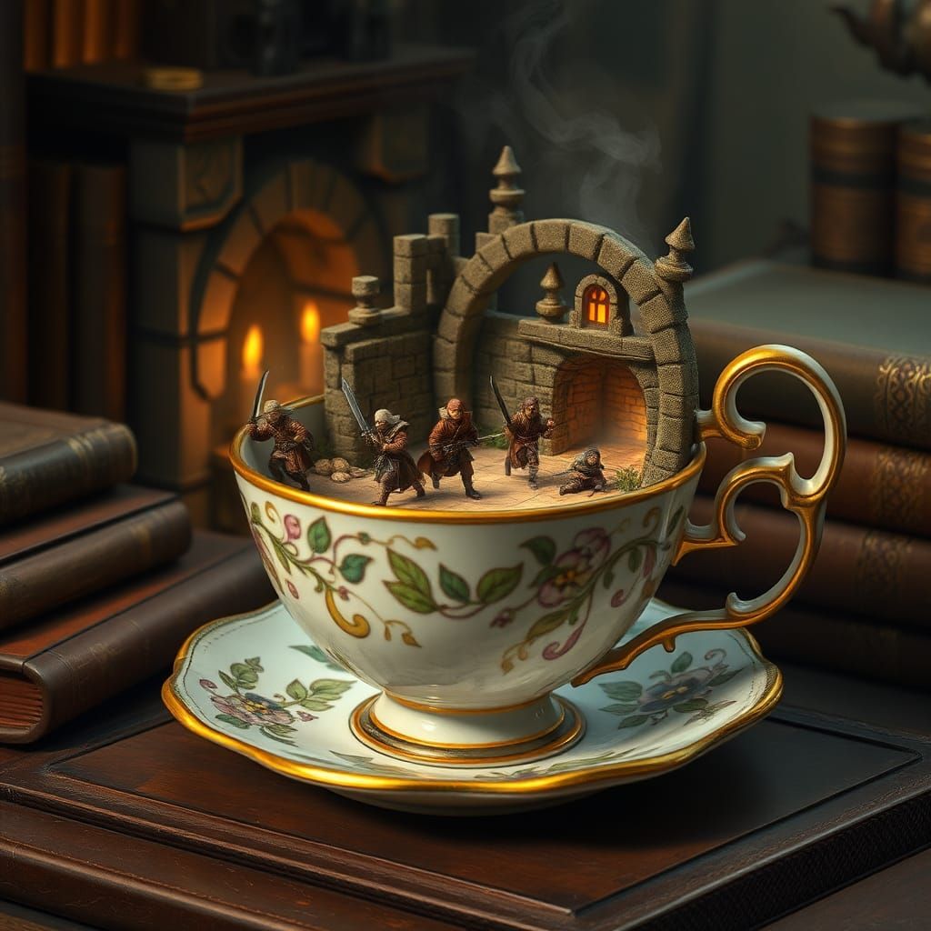 Miniature Adventurers in Teacup Dungeon