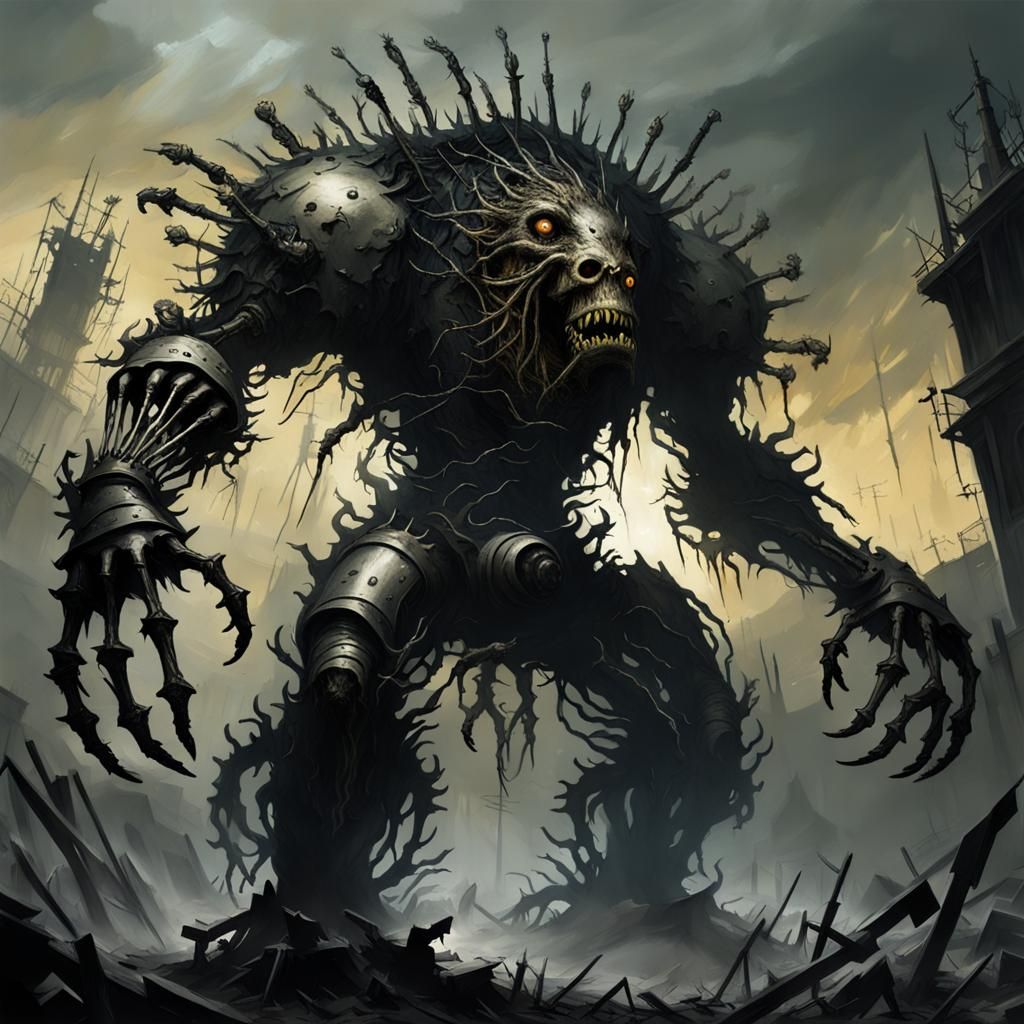 Radioactive Scrap Metal Monster in Horror Style