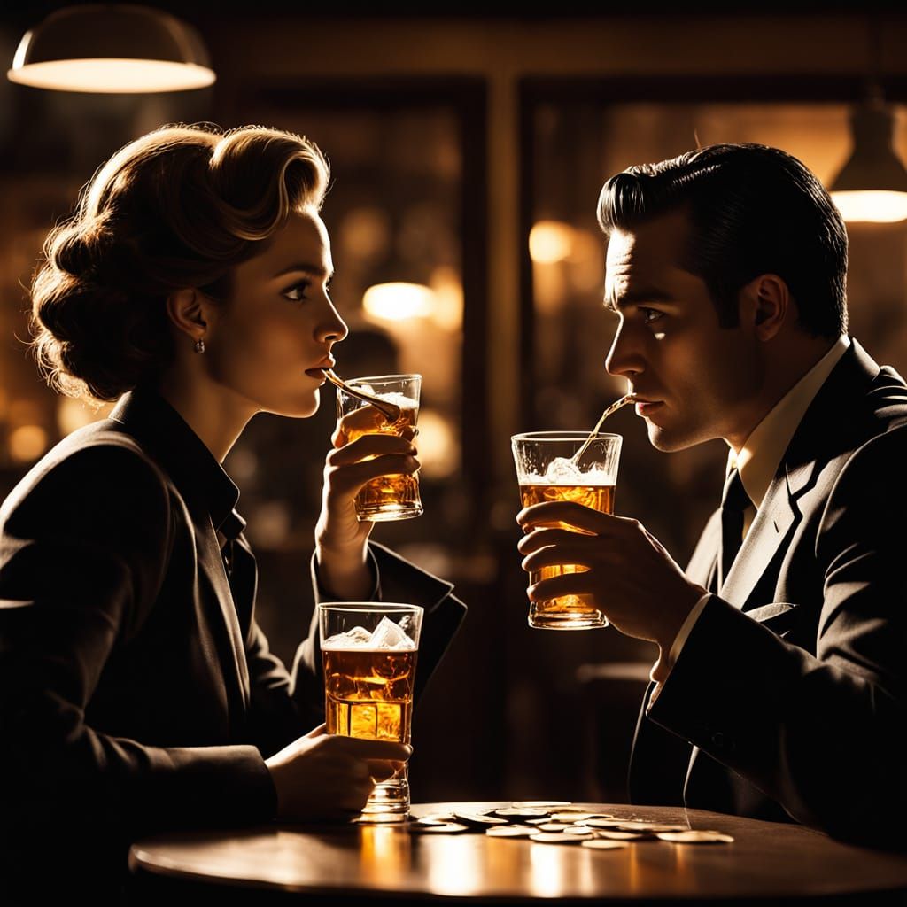 Film Noir Speakeasy Scene in High Contrast