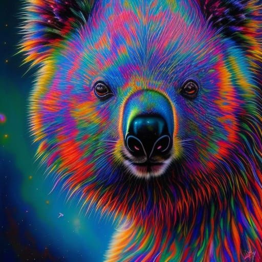 Psychedelic Cosmic Koala Portrait in Vibrant Colors