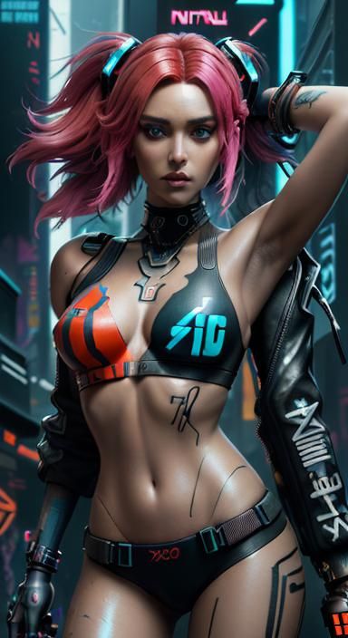 Anime Girl as Nintendo Switch in Cyberpunk Style