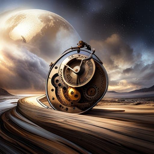 Steampunk Engine Made of Clocks