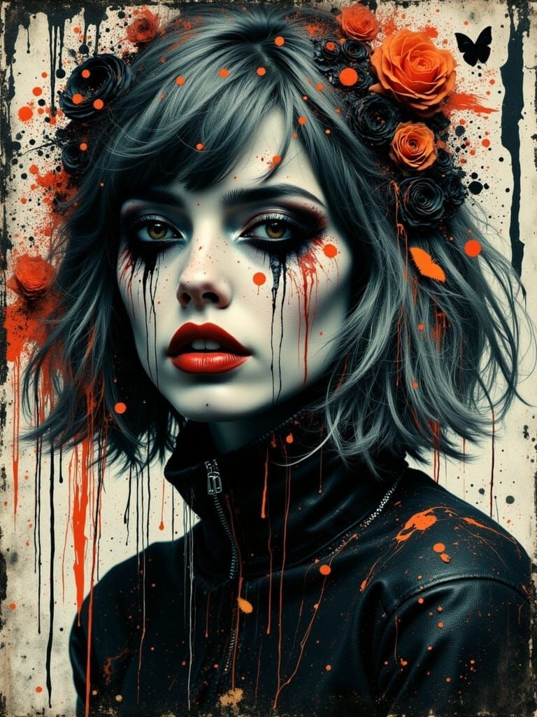 Gothic Abstract Portrait of a Melancholic Woman