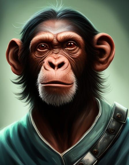 Chimpanzee in Scrubs, Storybook Watercolor Illustration