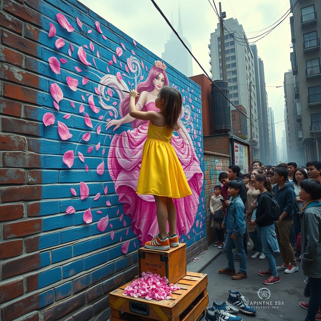 Majestic Princess in Vibrant Cityscape