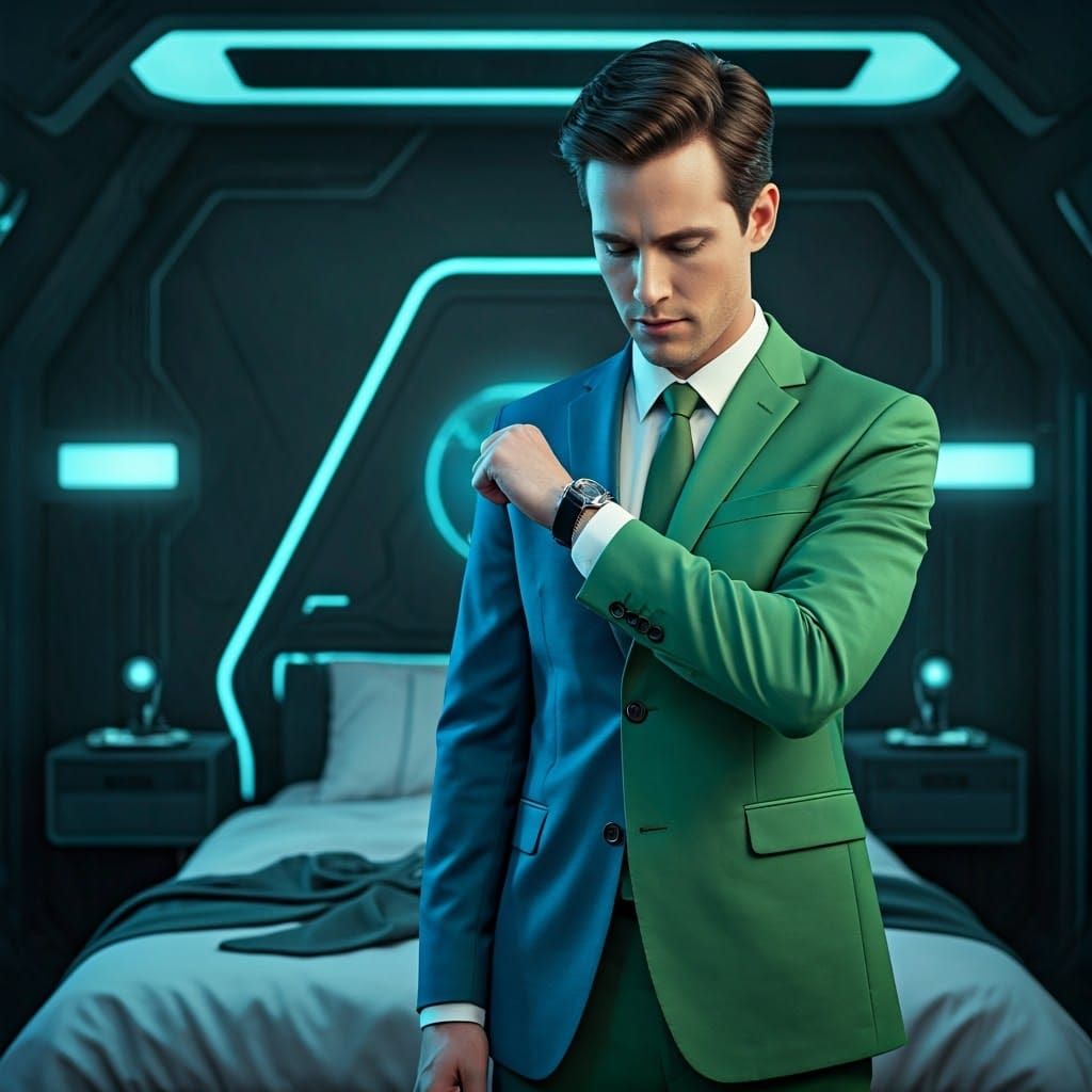 Futuristic Color Changing Suit in Blue and Green