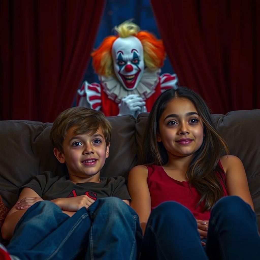 Scary Clown Surprise During Movie Night