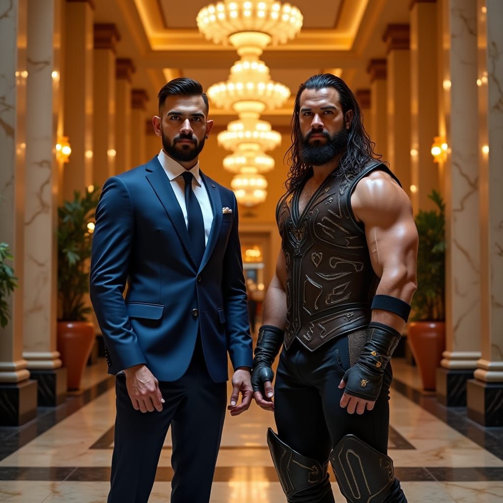 Virat Kohli and Roman Reigns at Mumbai Taj Hotel