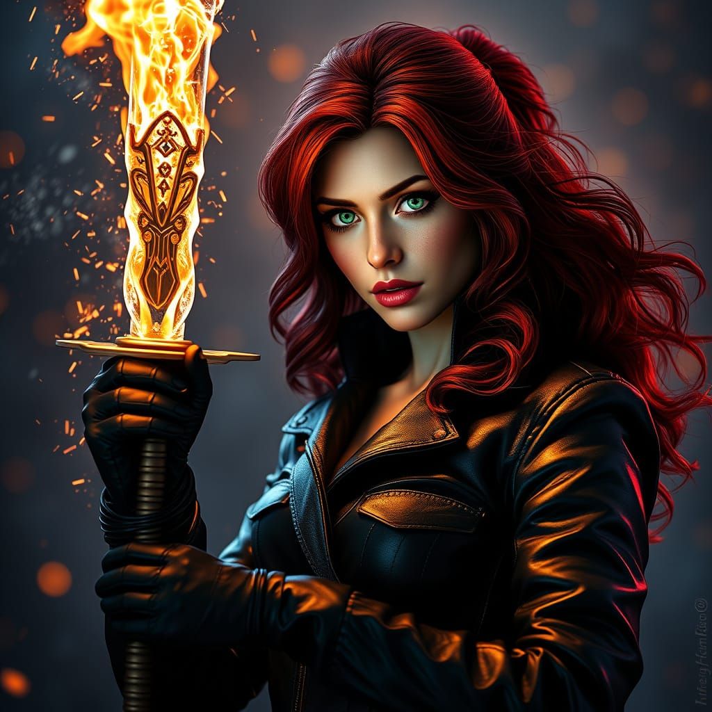 Fiery Redhead Blacksmith in a Moonlit Clearing