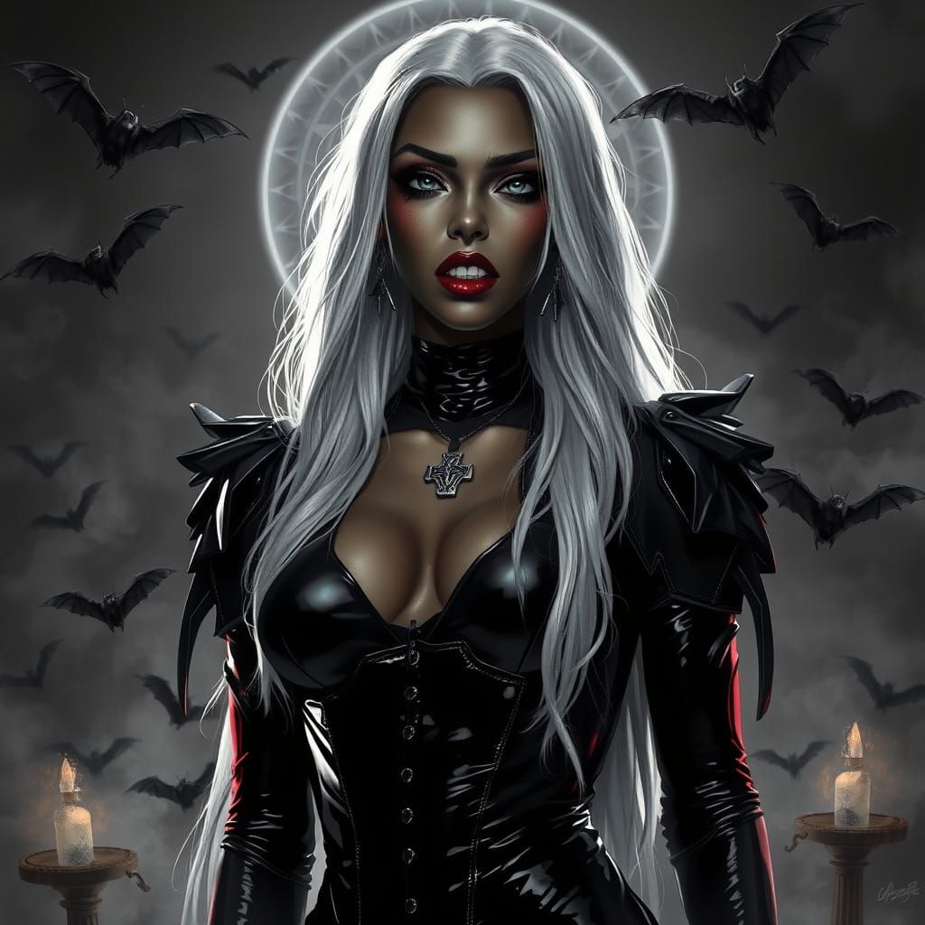 Sultry Vampire Goddess in Dark Arts Regalia