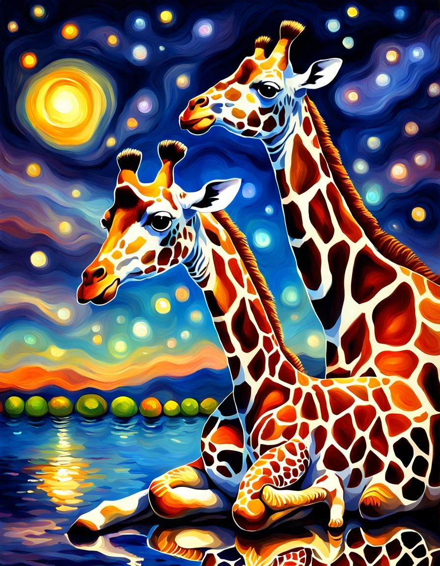 Majestic Giraffe Shines with Radiant Gold and Mother-of-Pear...