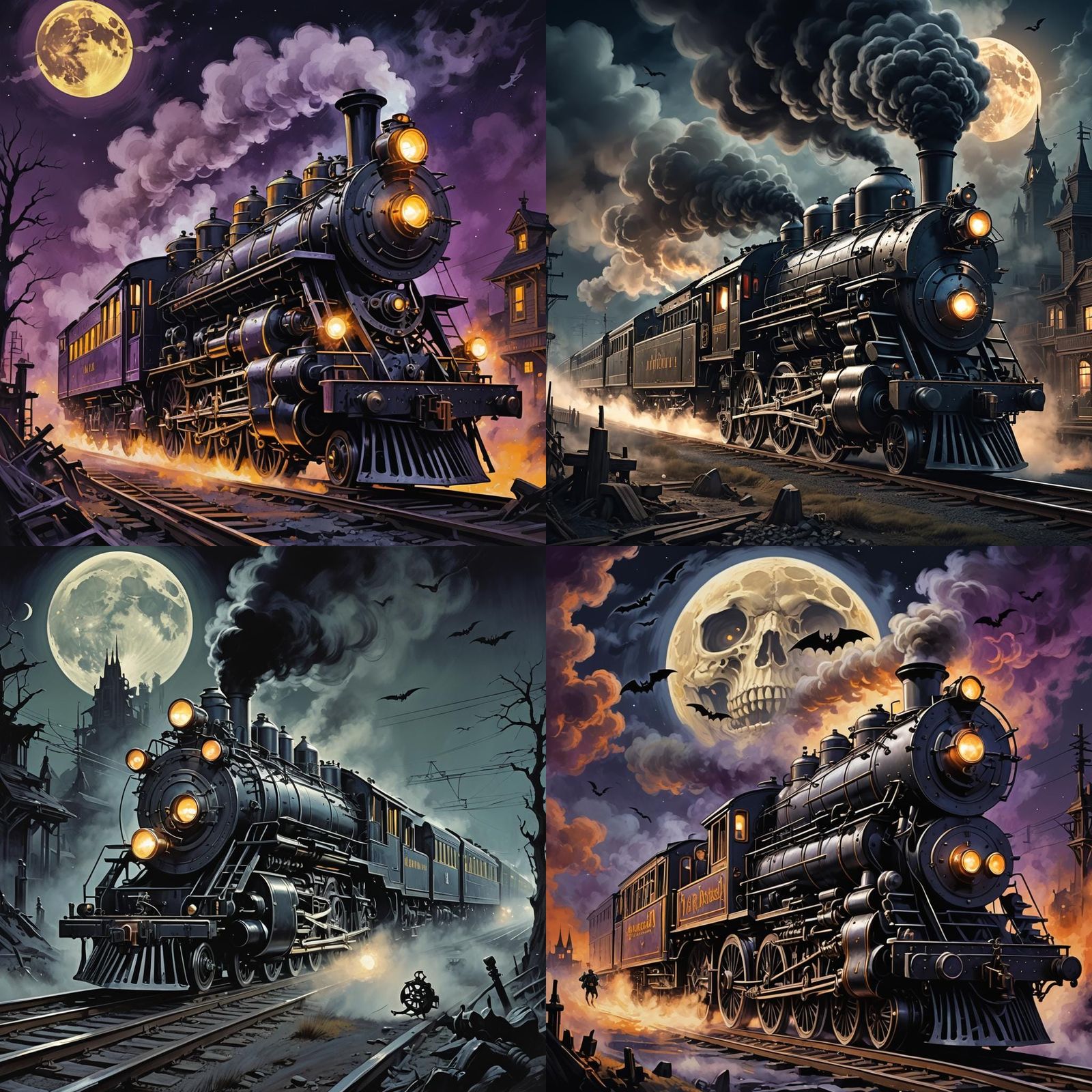 Ghost Train with Skeleton Conductor and Hot Rods