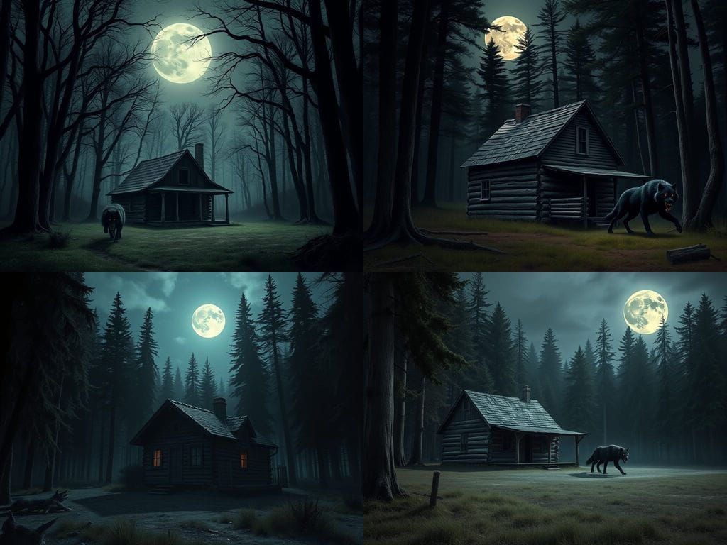 Werewolf in 1700s Forest Clearing, Horror Style