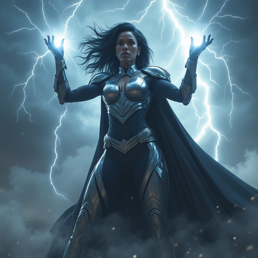 Epic Black Superhero Movie Poster in Marvel Style